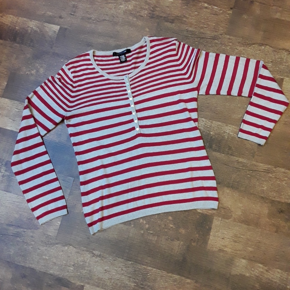 89th  & Madison women sweater long sleeve knit striped size L